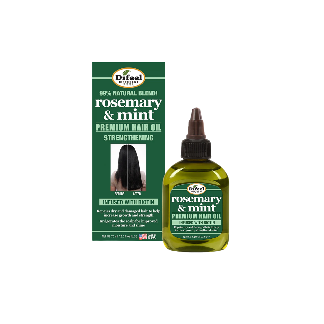 Difeel Rosemary and Mint Premium Hair Oil with Biotin 2.5 oz.